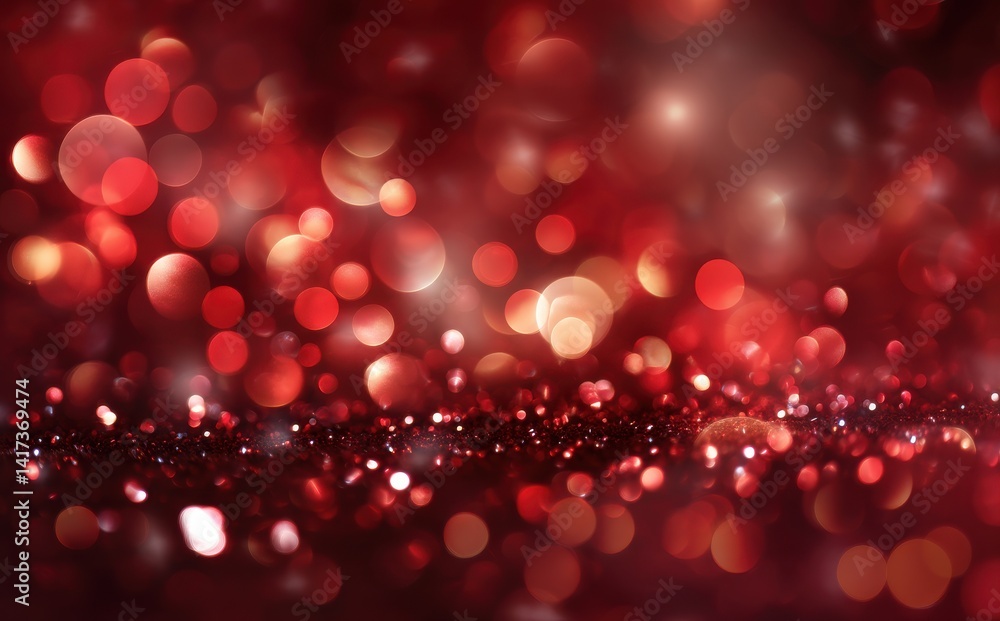 Red bokeh lights sparkle and shine, creating a festive and glamorous background. Red bokeh lights sparkle and shine, creating a festive and glamorous background.