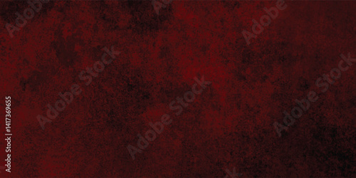 Dark Red Grunge Texture Background with Black Ink Stains

