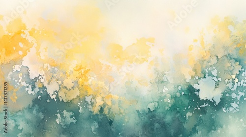 Abstract background blurred fusion minimal. A serene watercolor abstraction blending soft yellows and greens, evoking tranquility and a sense of nature's beauty.