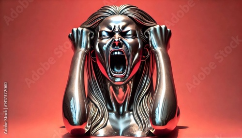 figurines expressives en metal de fureur, démence, colère et folie, expression intense