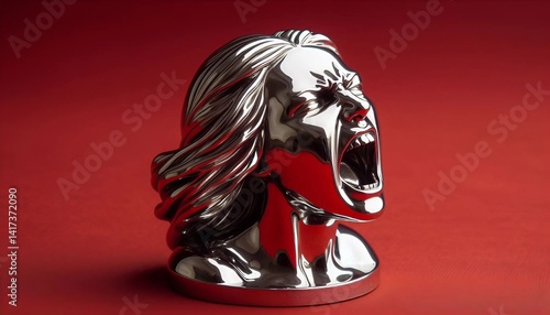 figurines expressives en metal de fureur, démence, colère et folie, expression intense