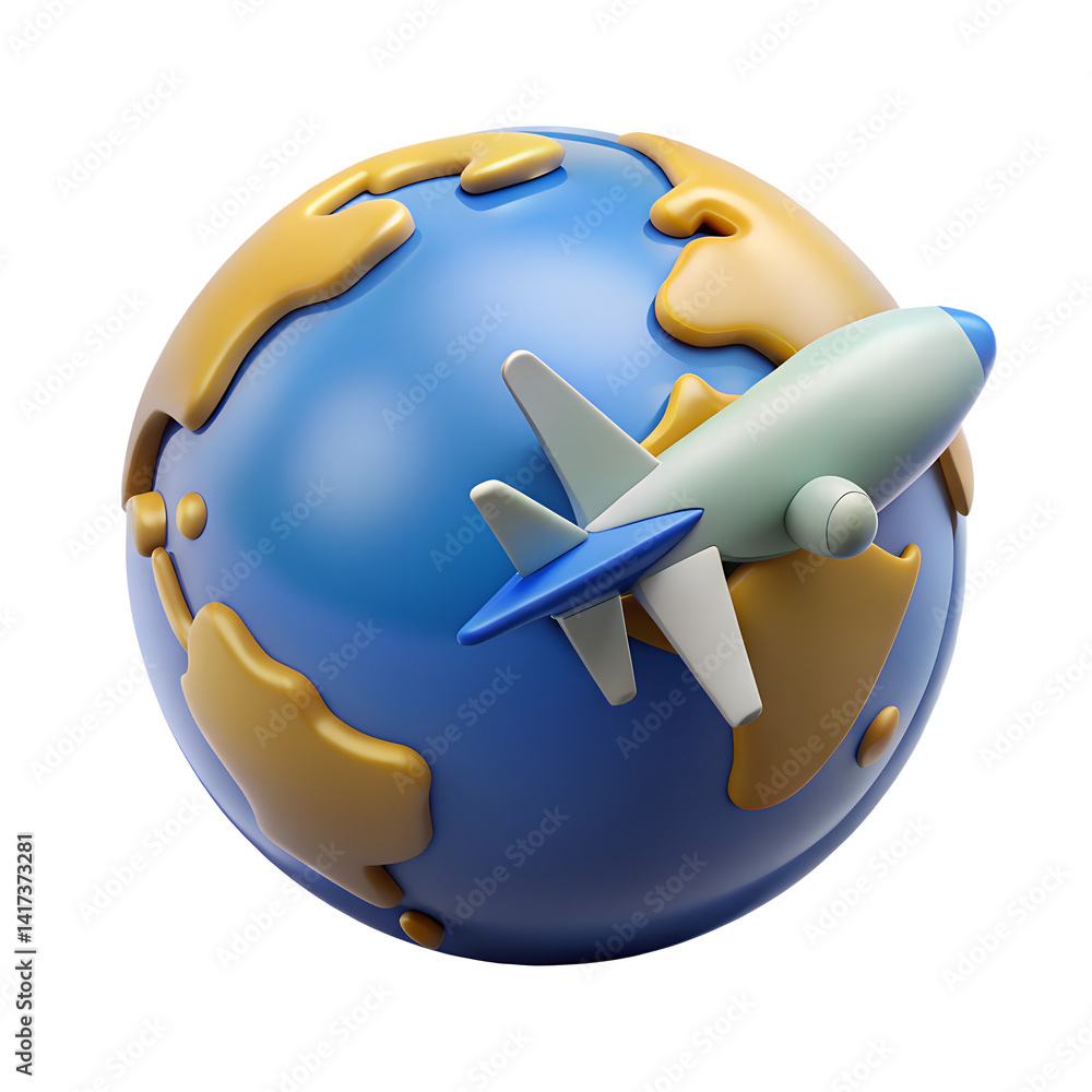 Global Voyage: An airplane soars around a stylized, 3D rendering of the Earth, symbolizing travel, exploration, and the interconnectedness of our world. A dynamic visual for travel themes. Global Voyage: An airplane soars around a stylized, 3D rendering of the Earth, symbolizing travel, exploration, and the interconnectedness of our world. A dynamic visual for travel themes.