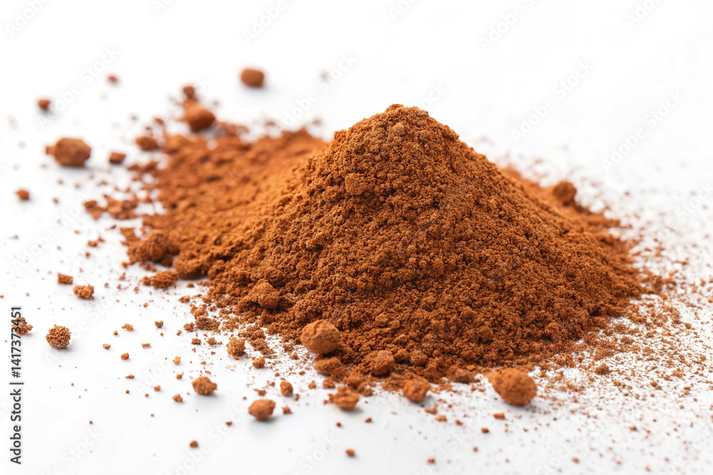 Iron oxide Fe2O3 in a dust on a solid white background Iron oxide Fe2O3 in a dust on a solid white background