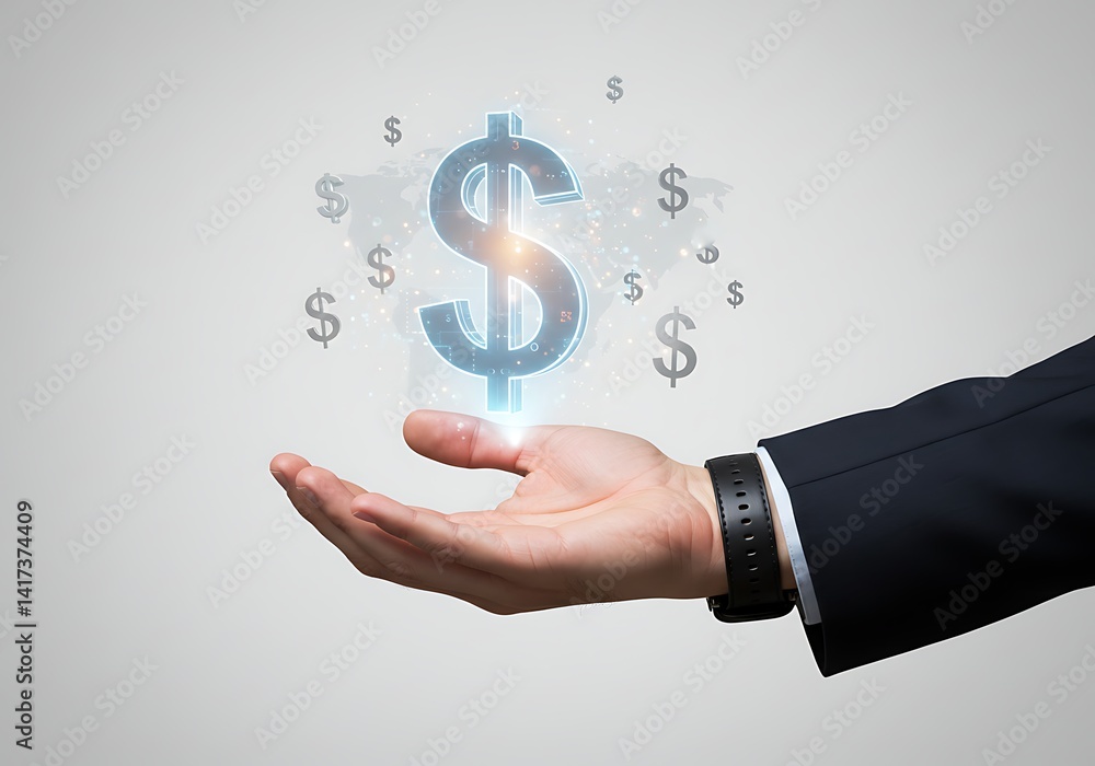 Businessman hand holding dollar sign