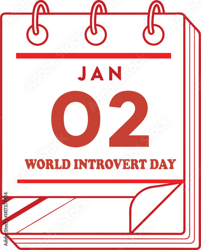 January 2nd: World Introvert Day - Calendar Illustration