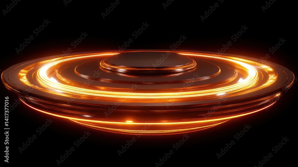 Fototapeta premium Glowing orange rings around a dark brown circular structure