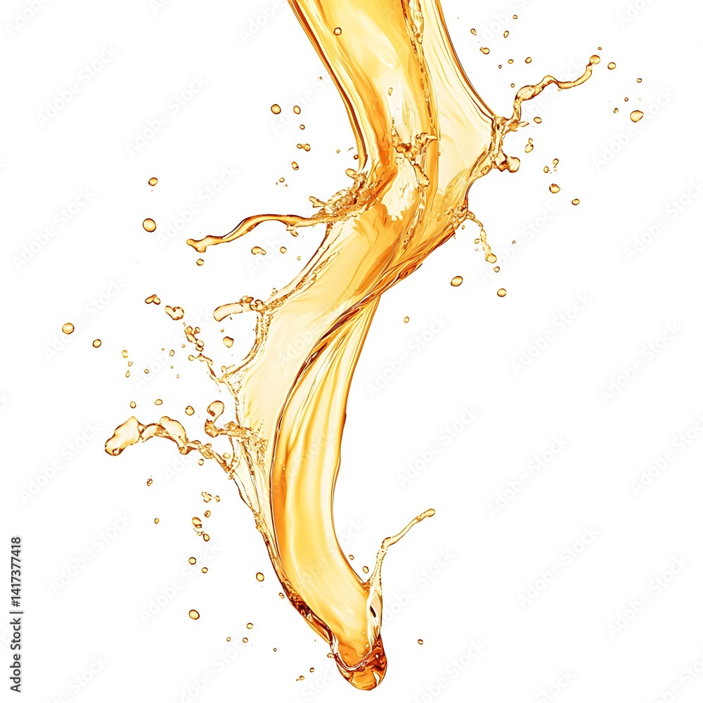 Fototapeta premium A realistic orange juice splash in the air, isolated on a white background