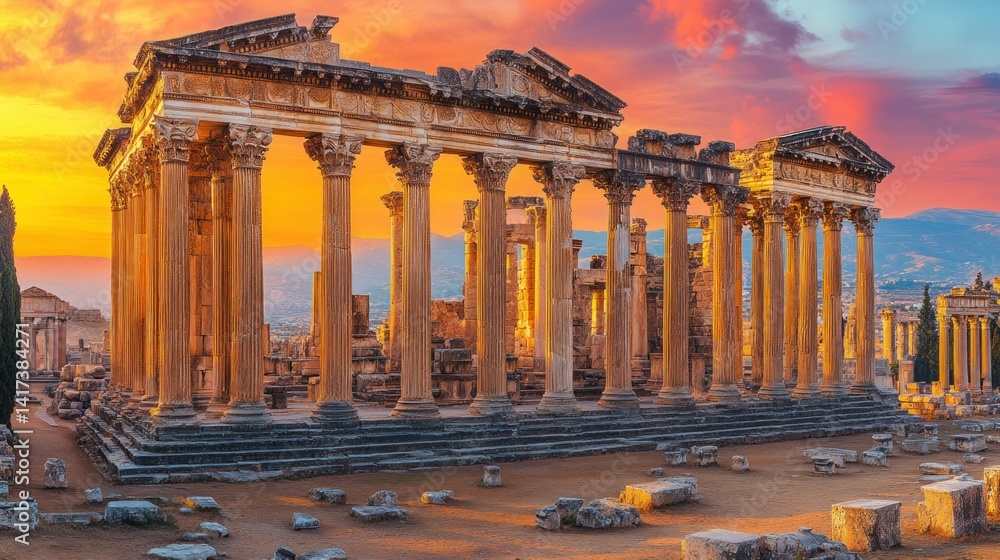 Obraz premium Ancient ruins at sunset