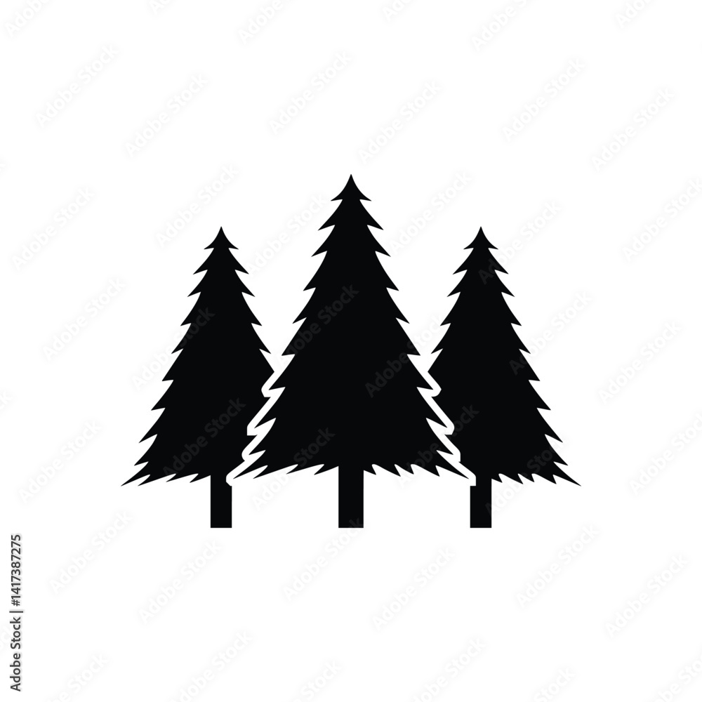 Obraz premium Christmas Tree Pictogram Pine tree icon vector