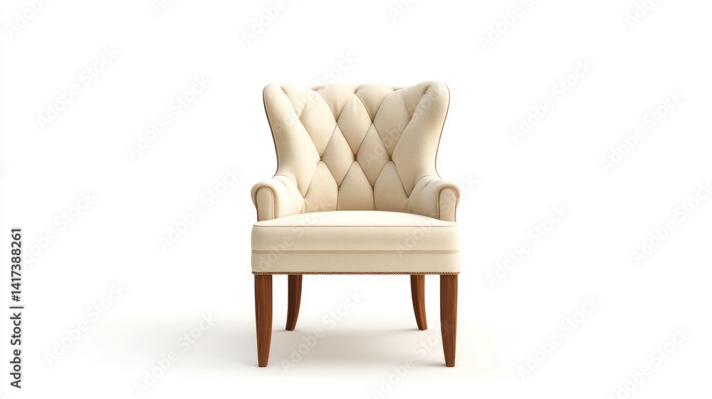Fototapeta premium Cream-colored tufted armchair