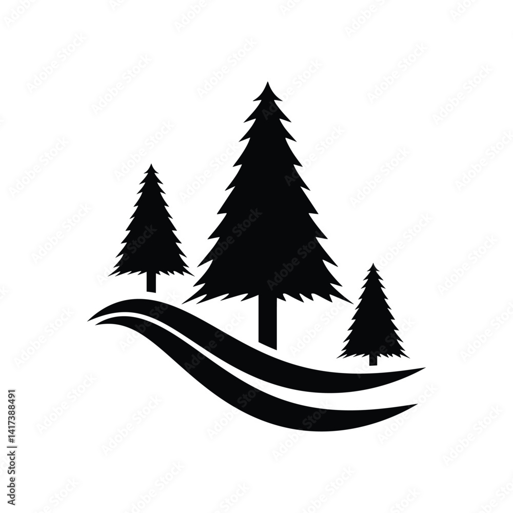 Obraz premium Christmas Tree Pictogram Pine tree icon vector