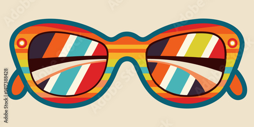 Gafas de sol de dibujos animados retro que reflejan las tendencias de la moda de los años 60 y 70, con colores vibrantes y formas únicas, accesorio nostálgico para el estilo vintage.