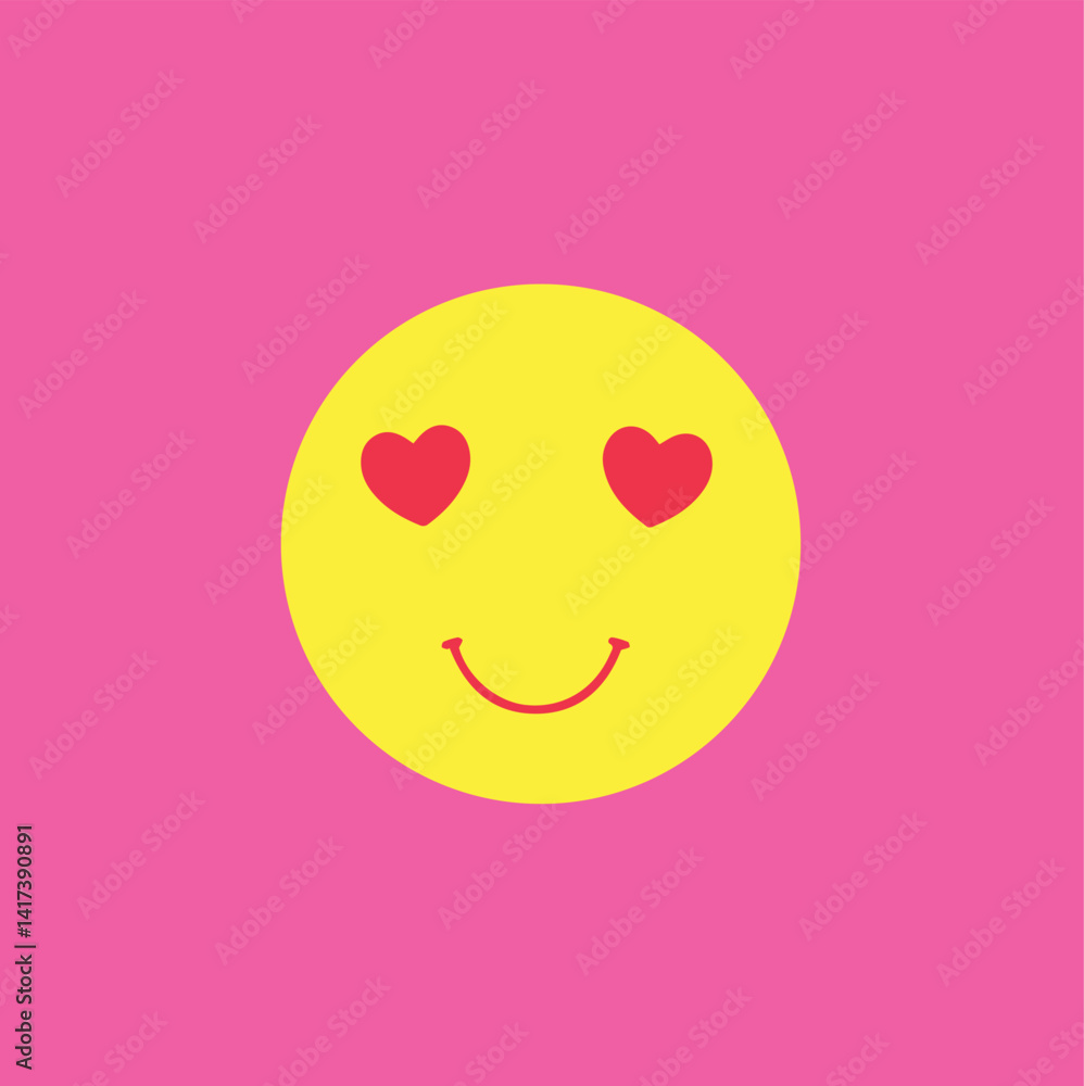 Fototapeta premium Heart Eyes Emoji Clipart | Cute Love Smile Face for Digital Projects & Crafts