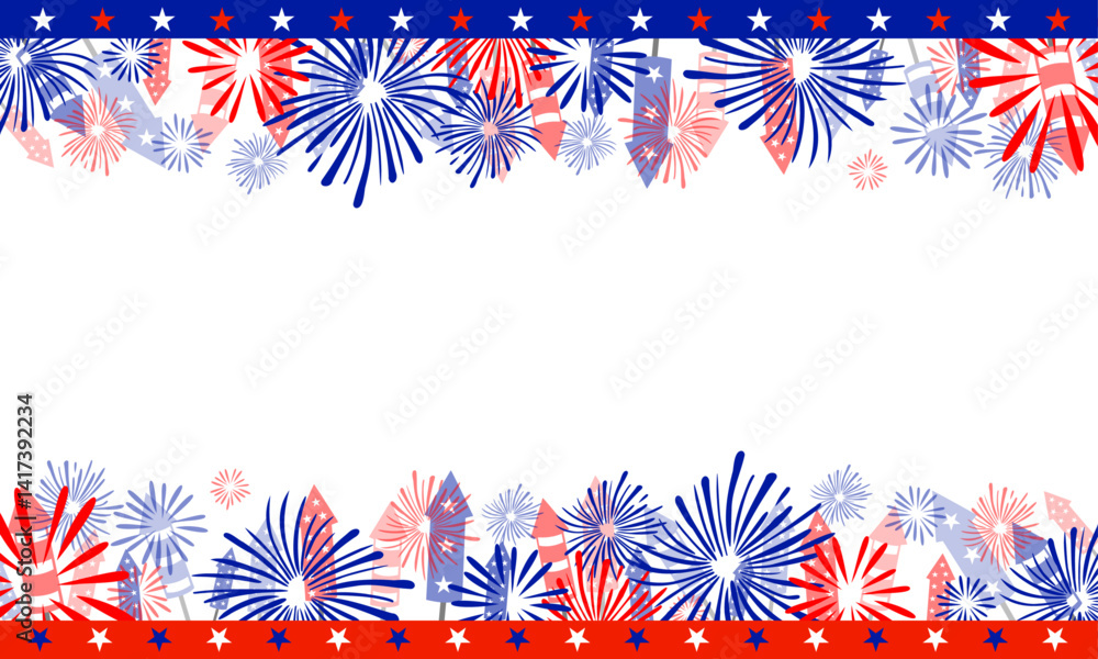 Obraz premium Fireworks 4th of July Border Background