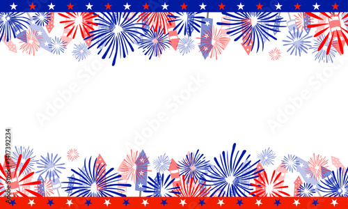 Fireworks 4th of July Border Background