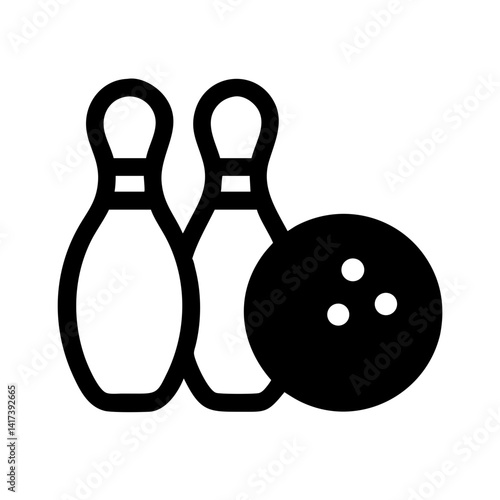 Icon of a bowling ball and pins representing the sport