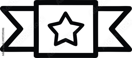 Award Outline Icon. Medal or ribbon badge vector