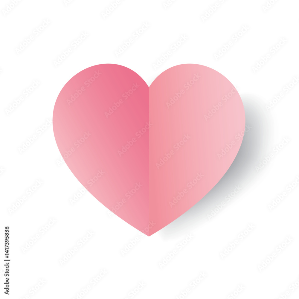 Pink heart symbol with gradient and shadow on a white background. Pink heart symbol with gradient and shadow on a white background.