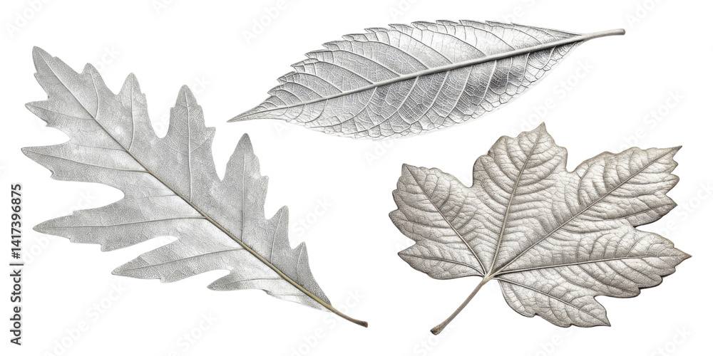 Obraz premium Silver leaves showcase intricate details and textures, creating stunning visual display of nature beauty