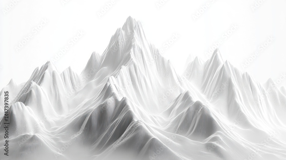 Obraz premium Monochromatic mountain range in a stylized, sculpted form.