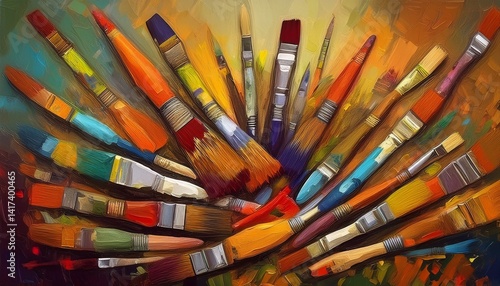 colorful creative brushes of different sizes background, design idea concept graphic resource