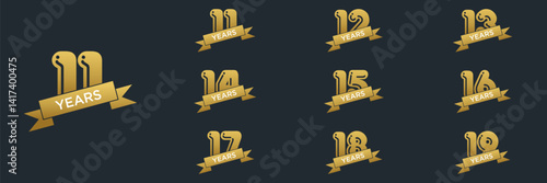 11 to 19 Years Anniversary celebration illustration template design	