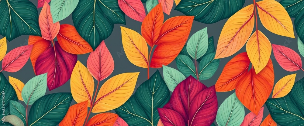 Abstract leaf & geometric seamless pattern Modern vector art design, geometric, orange Abstract leaf & geometric seamless pattern Modern vector art design, geometric, orange