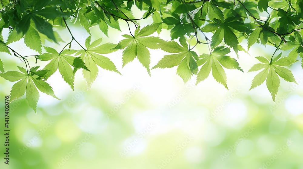 Vibrant Green Maple Leaves Nature Background Vibrant Green Maple Leaves Nature Background
