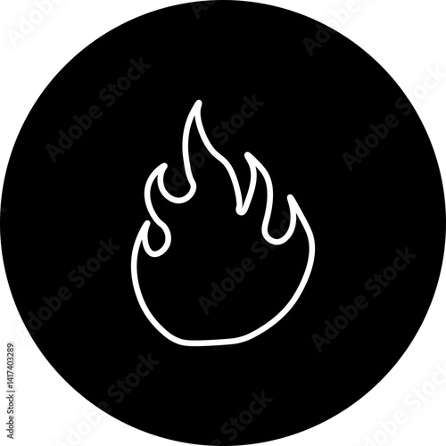 Fired Vector Line Black Circle Icon Design