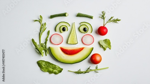 Fun Veggie Face on White Background (1)