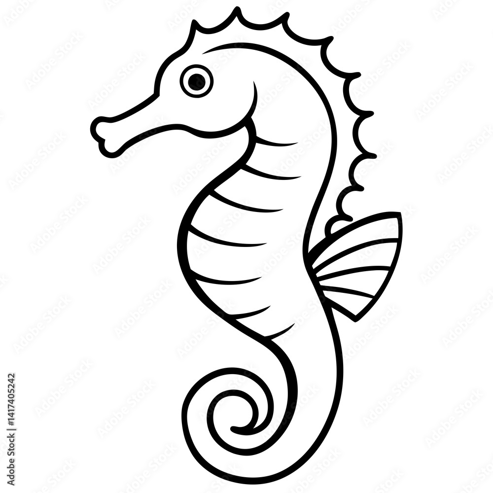 Obraz premium Stylized Seahorse Vector Line Drawing