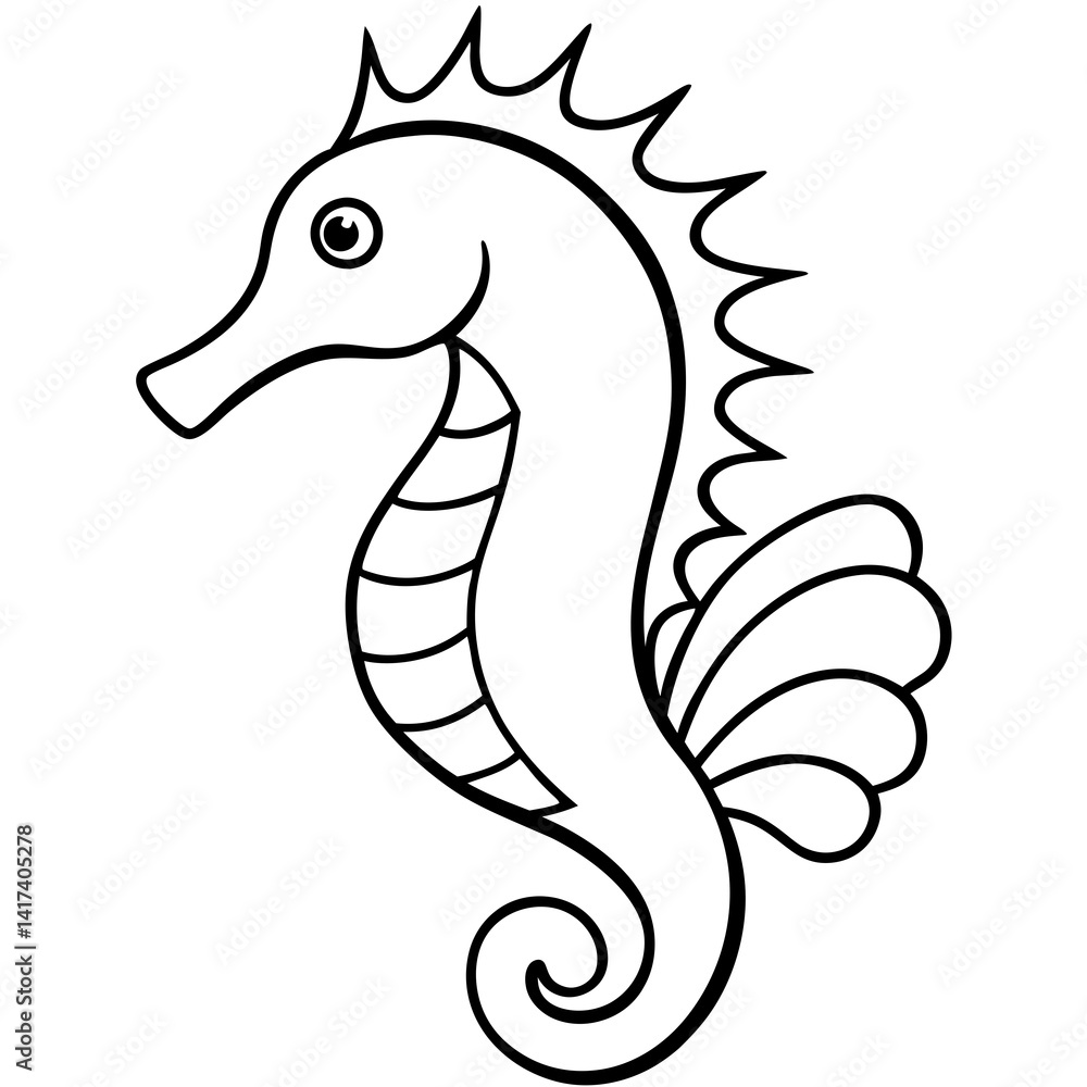 Fototapeta premium Stylized Seahorse Vector Line Drawing