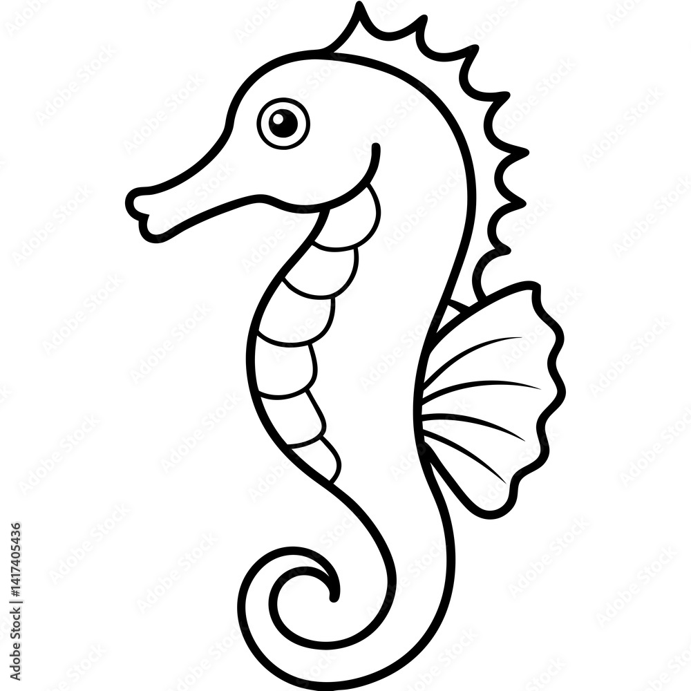 Obraz premium Stylized Seahorse Vector Line Drawing