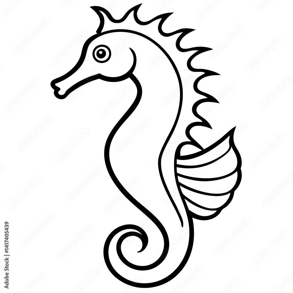Obraz premium Stylized Seahorse Vector Line Drawing