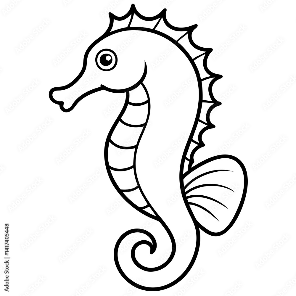 Fototapeta premium Stylized Seahorse Vector Line Drawing