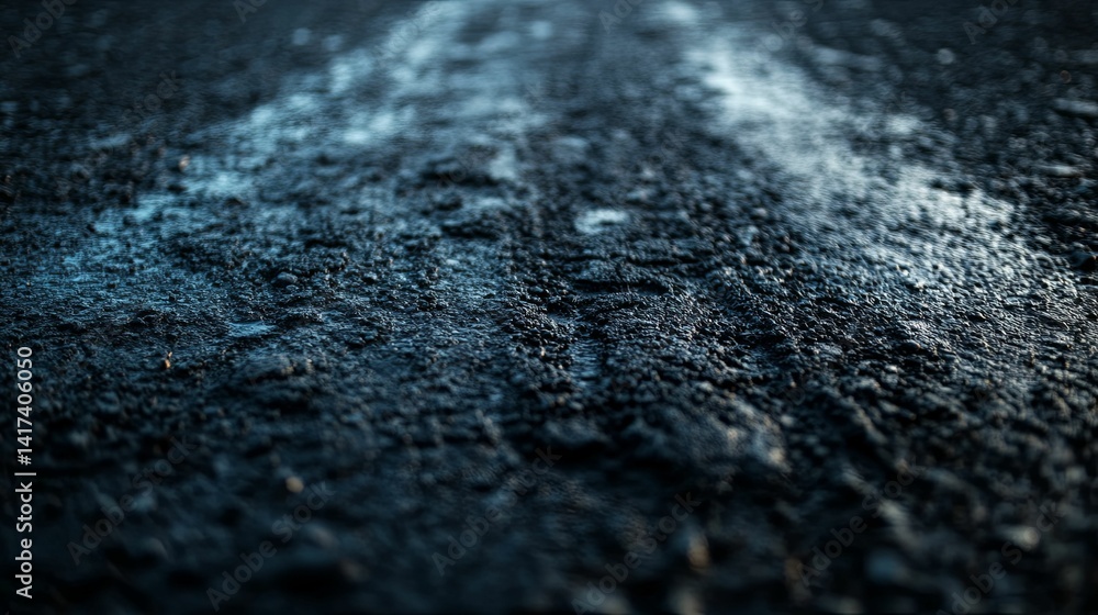 Close-up view of a dark, textured dirt road. Close-up view of a dark, textured dirt road.