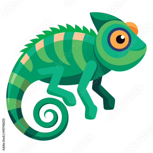 Vector illustration of a Cute cartoon chameleon illustration.