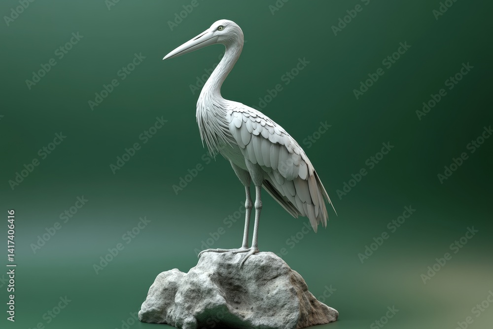 Obraz premium Detailed, light-gray sculpted model of a stork.