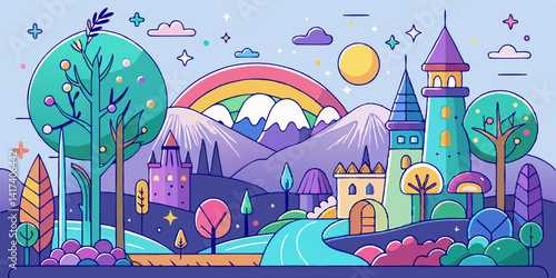 ストーリーブックのイラスト、RPG 環境、または魔法の冒険のアートワークに最適なファンタジー魔法の風景。
