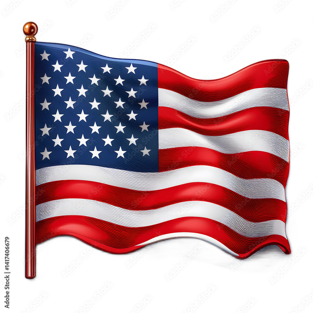 Fototapeta premium American flag waving with vibrant colors and detailed design