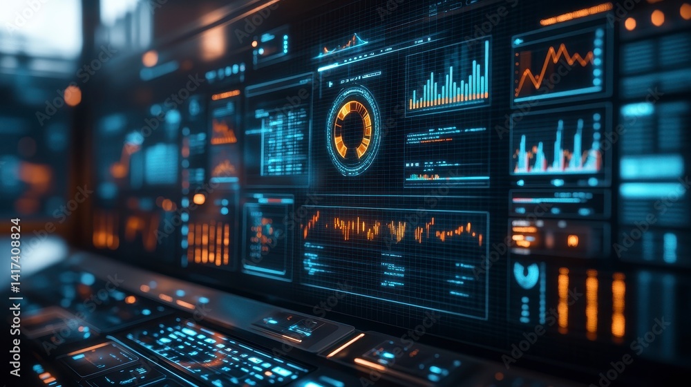 Futuristic Data Dashboard with Graphs and Analytics in Dark Theme Futuristic Data Dashboard with Graphs and Analytics in Dark Theme