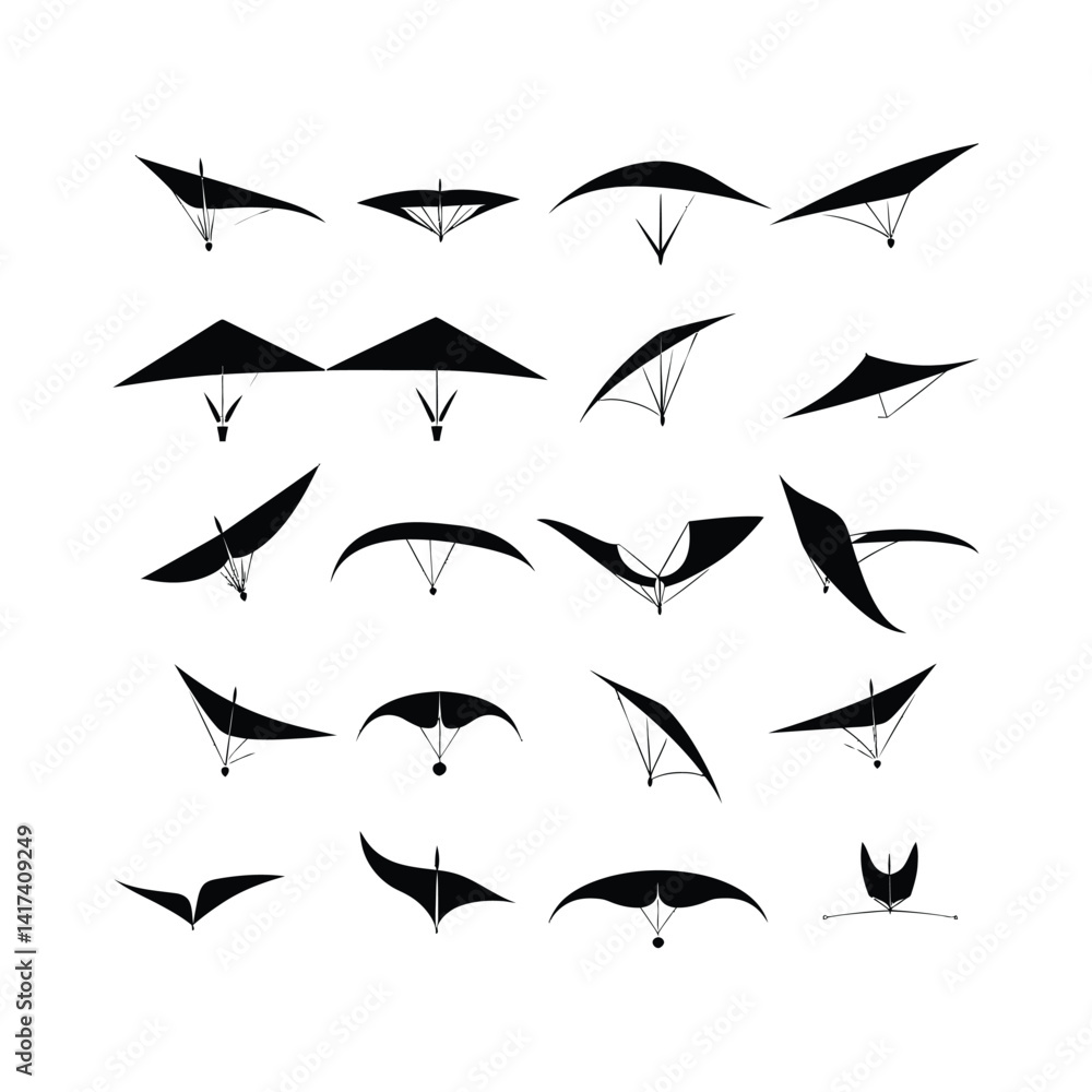 Naklejka premium Silhouettes Set of Glider, Sky Soar