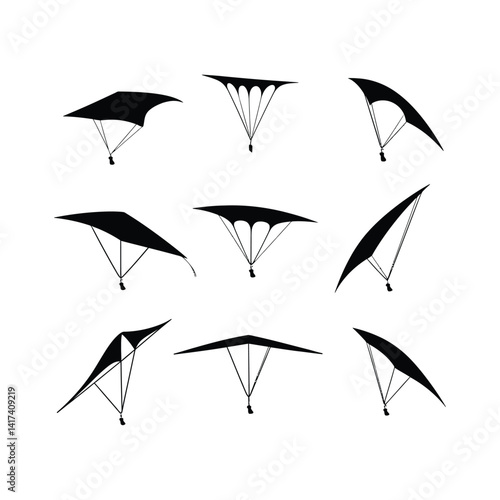 Silhouettes Set of Glider, Flying High

