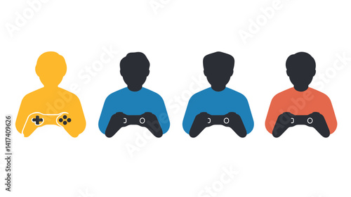 Four Colorful Gamers Playing Video Games Together