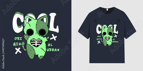 Cool graffiti style slogan text. Teddy bear grunge brush stroke. Vector illustration design for t-shirt slogan, tee, fashion graphic, print, t-shirt and hoodie.