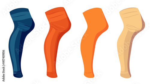 Four Pairs of Colorful Knee High Socks on White Background