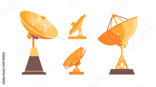 Orange and Brown Pixel Art Satellite Dishes