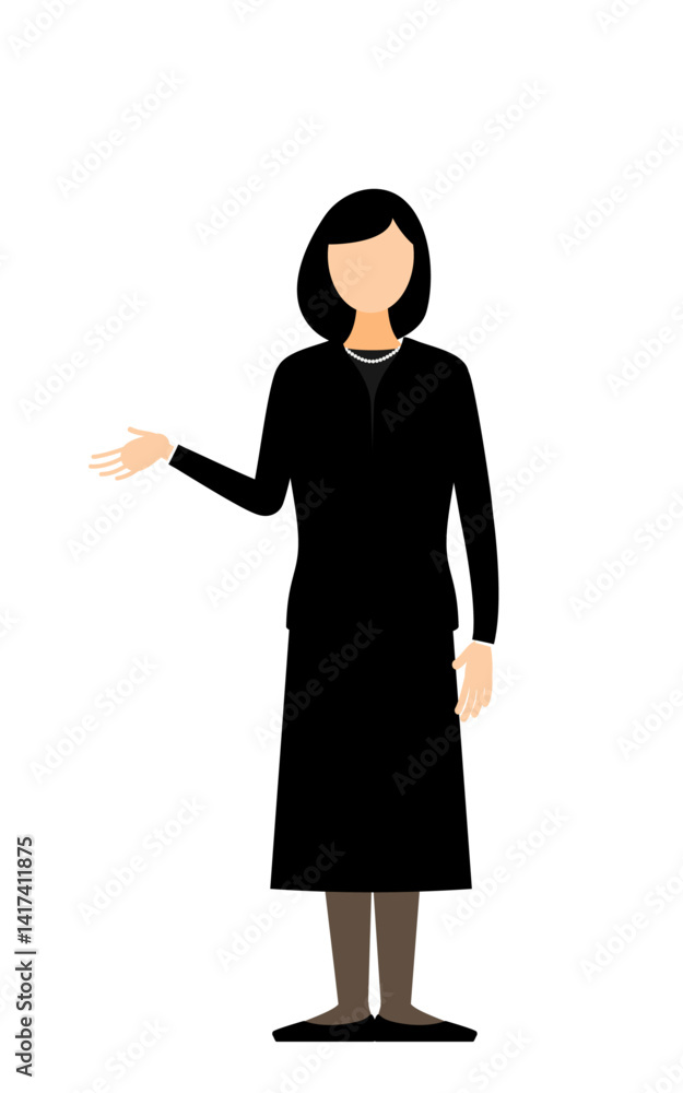 Simple illustration of a woman in mourning talking Simple illustration of a woman in mourning talking
