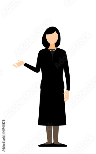 Simple illustration of a woman in mourning talking