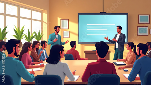 group of business people in a presentation